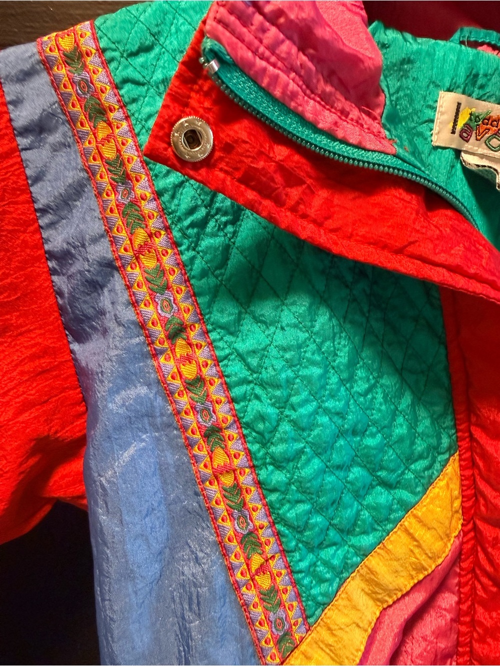 VINTAGE Avon Teal and Pink Colorblock Jacket - Picture 3 of 9